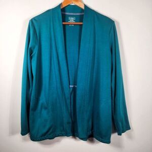 L.L. Bean 100% Supima Cotton Split Back Open Front Cardigan Size Med